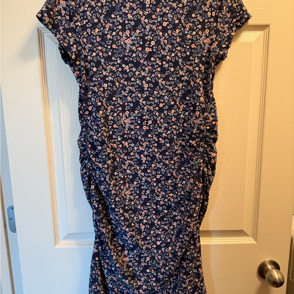 Navy Floral Maternity Dress - Picture 2 of 2